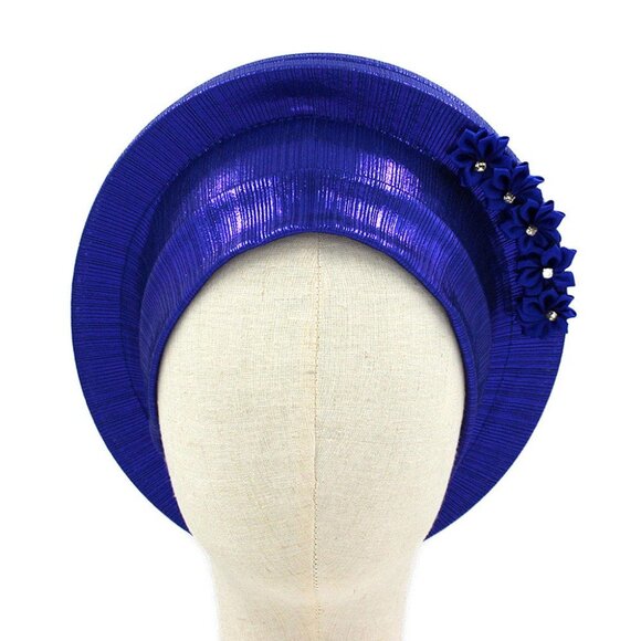 Luxe Royal Blue Gele Elegant Wedding Guest Turban